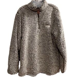USA Palm‎ Men's Reversible Gray Sherpa Fleece Quarter Zip Pullover Sweater S